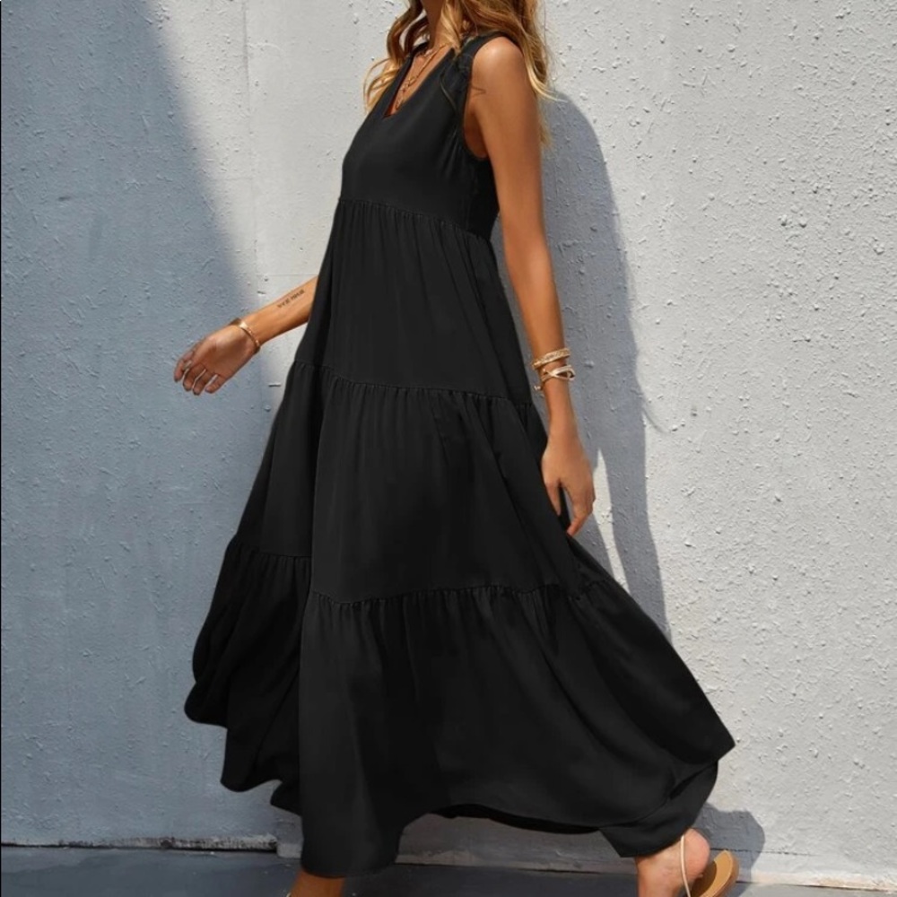 Boho V neck ruffle hem maxi dress - Picture 4 of 12